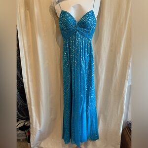 Aidon Mattox Turquoise & Gold Dress